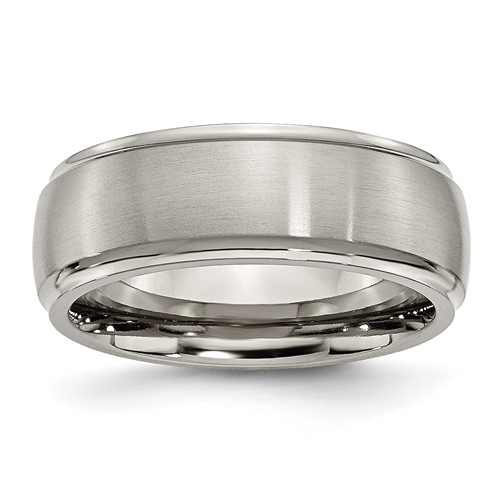 Chisel Titanium Brushed Center 8mm Ridged Edge Band