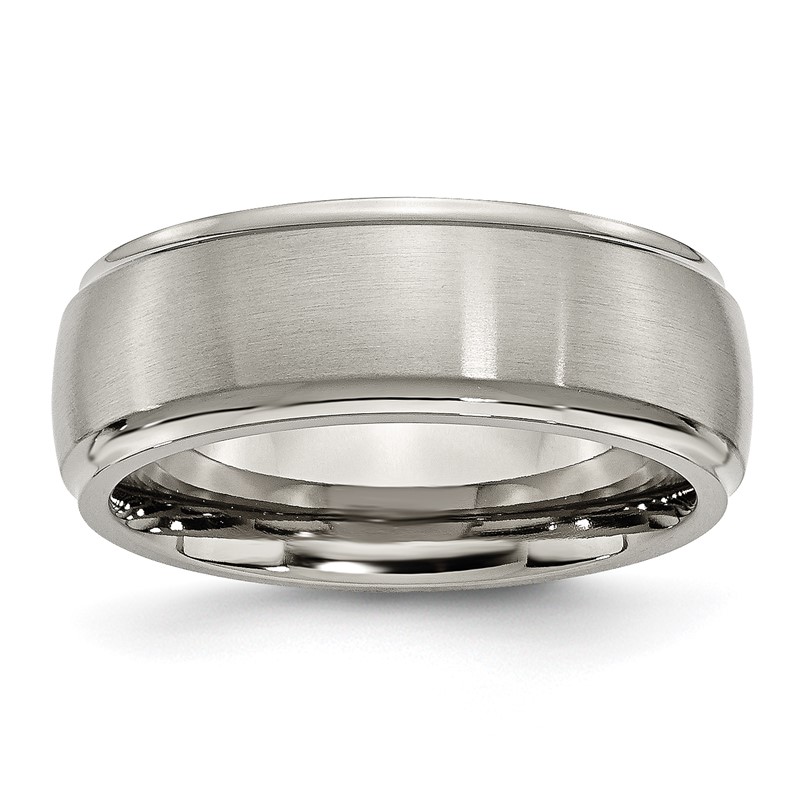 Chisel Titanium Brushed Center 8mm Ridged Edge Band
