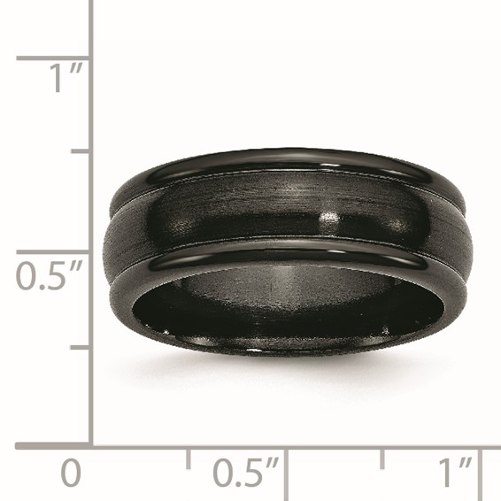 Titanium Black Ti Brushed and Polished Domed 8mm Band