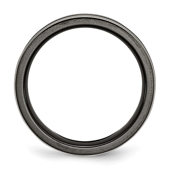 Titanium Black Ti with Grey Edges 6mm Grooved and Polished Band
