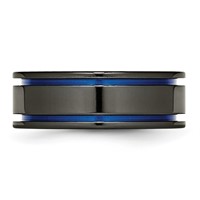 Titanium Black Ti Polished Blue Anodized 8mm Grooved Band view 3