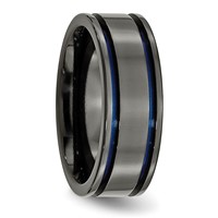 Titanium Black Ti Polished Blue Anodized 8mm Grooved Band view 4