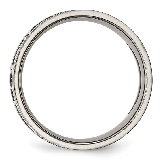 Chisel Titanium Polished Serenity Prayer Laser Design 8mm Flat Band