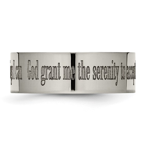 Chisel Titanium Polished Serenity Prayer Laser Design 8mm Flat Band