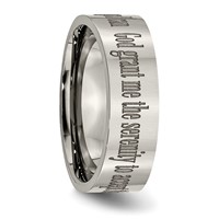 Chisel Titanium Polished Serenity Prayer Laser Design 8mm Flat Band view 5