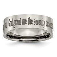 Chisel Titanium Polished Serenity Prayer Laser Design 8mm Flat Band view 1