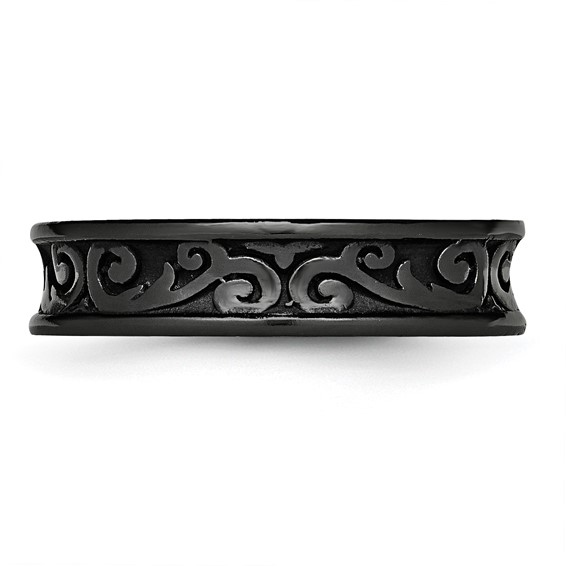 Titanium Black Ti Concave 6mm Polished Band