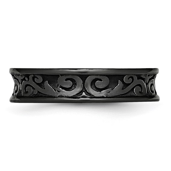 Titanium Black Ti Concave 6mm Polished Band