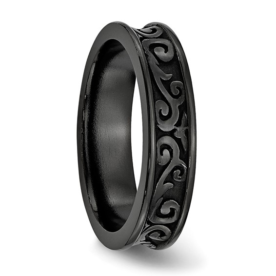 Titanium Black Ti Concave 6mm Polished Band