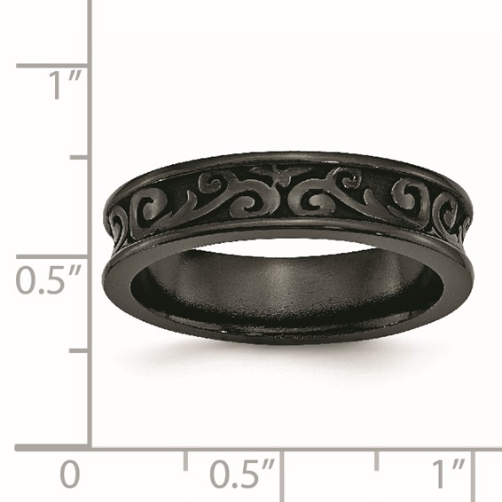 Titanium Black Ti Concave 6mm Polished Band