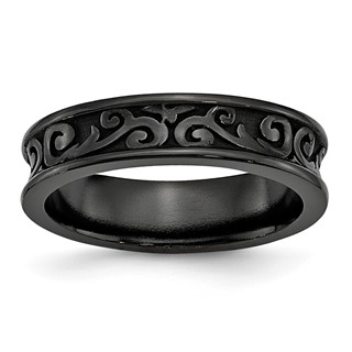 Titanium Black Ti Concave 6mm Polished Band
