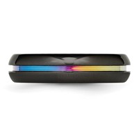 Titanium Black Ti Polished Rainbow Anodized 6mm Band view 3
