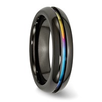 Titanium Black Ti Polished Rainbow Anodized 6mm Band view 4