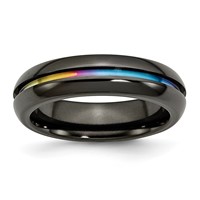 Titanium Black Ti Polished Rainbow Anodized 6mm Band view 1