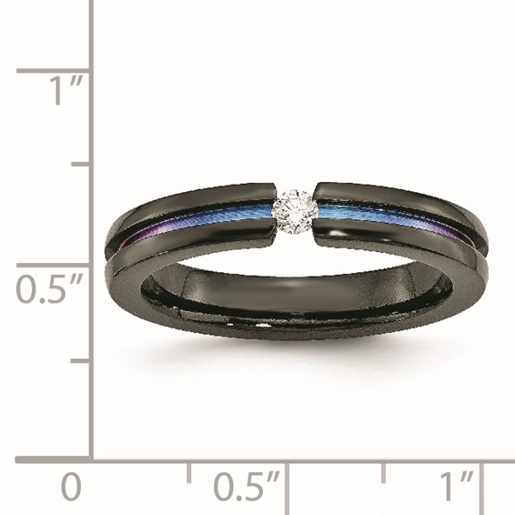 Titanium Black Ti Multi-colored Anodized w/3mm .10ct dia. 4mm Band