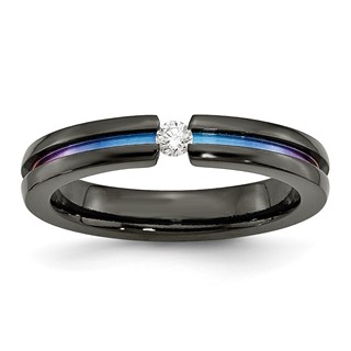 Titanium Black Ti Multi-colored Anodized w/3mm .10ct dia. 4mm Band
