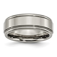 Chisel Titanium Polished 8mm Grooved Edge Band view 1