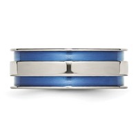 Chisel Titanium Polished Blue Anodized 8.5mm Double Grooved Band view 3