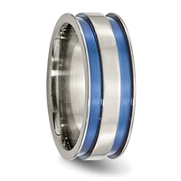 Chisel Titanium Polished Blue Anodized 8.5mm Double Grooved Band view 4