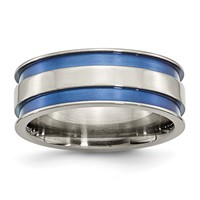 Chisel Titanium Polished Blue Anodized 8.5mm Double Grooved Band view 1