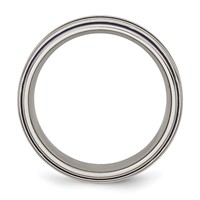 Titanium Band with Blue Triple Groove 8mm Polished view 2