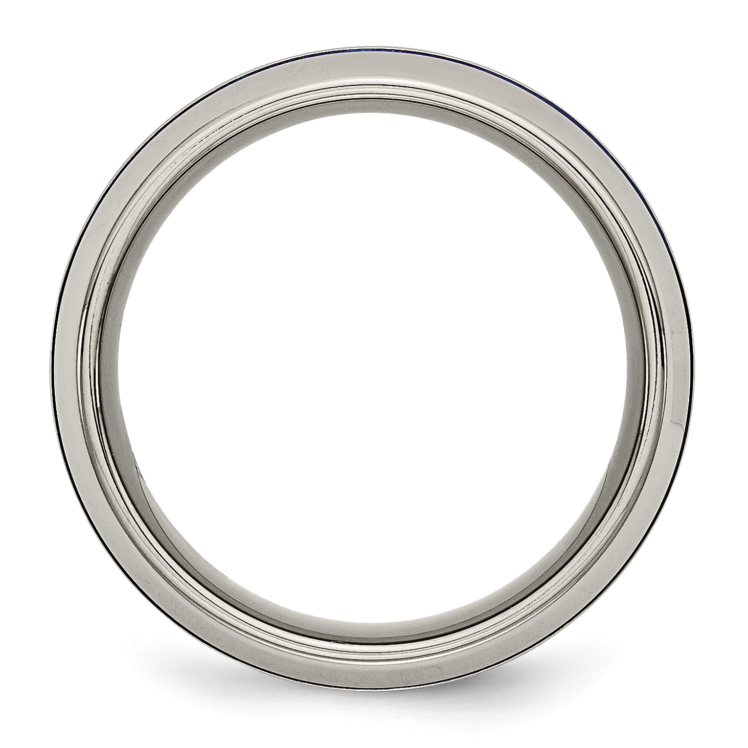 Titanium with Blue Triple Groove 8mm Polished Band.