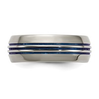 Titanium Polished Blue IP 8.5mm Triple Grooved Beveled Edge Band view 3