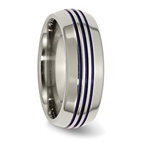 Titanium Polished Blue IP 8.5mm Triple Grooved Beveled Edge Band view 4