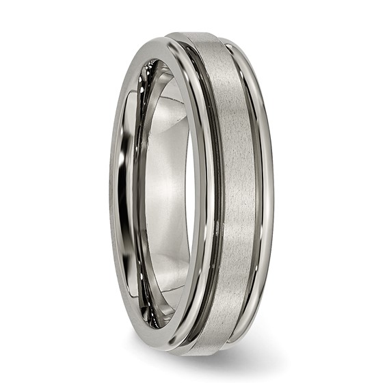 Chisel Titanium Satin and Polished 6mm Grooved Edge Band