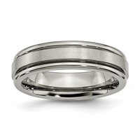 Chisel Titanium Satin and Polished 6mm Grooved Edge Band view 1