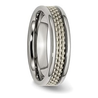 Titanium Polished Band with Grey Carbon Fiber Inlay 6mm view 4