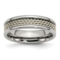 Titanium Polished Band with Grey Carbon Fiber Inlay 6mm view 1