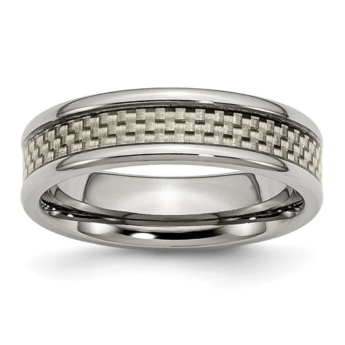 Titanium Polished Band with Grey Carbon Fiber Inlay 6mm
