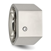 Chisel Titanium Polished CZ Signet Ring view 5