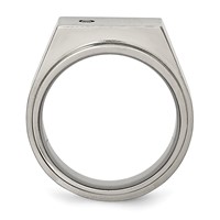 Chisel Titanium Brushed and Polished CZ Square Signet Ring view 2