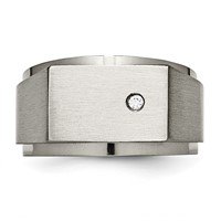 Chisel Titanium Brushed and Polished CZ Square Signet Ring view 4