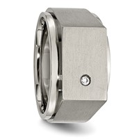 Chisel Titanium Brushed and Polished CZ Square Signet Ring view 5