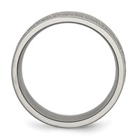 Titanium Polished 9mm Textured Rounded Edge Ring view 2