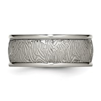 Titanium Polished 9mm Textured Rounded Edge Ring view 3