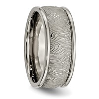Titanium Polished 9mm Textured Rounded Edge Ring view 4