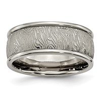 Titanium Polished 9mm Textured Rounded Edge Ring view 1