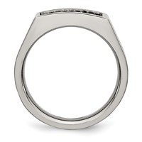 Chisel Titanium Brushed and Polished Black IP-plated CZ Signet Ring view 2