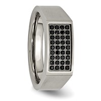 Chisel Titanium Brushed and Polished Black IP-plated CZ Signet Ring view 5
