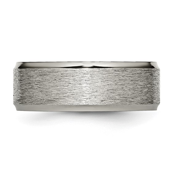 Chisel Titanium Brushed Center 8mm Ridged Edge Band