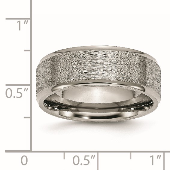 Chisel Titanium Brushed Center 8mm Ridged Edge Band