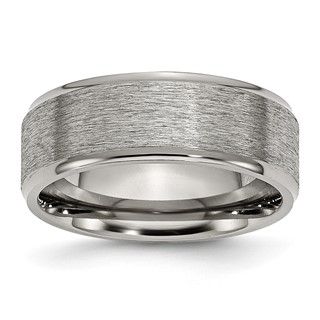 Chisel Titanium Brushed Center 8mm Ridged Edge Band