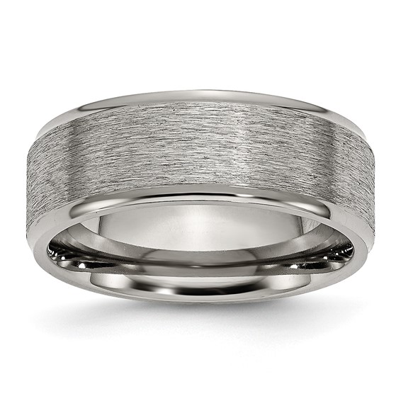 Chisel Titanium Brushed Center 8mm Ridged Edge Band