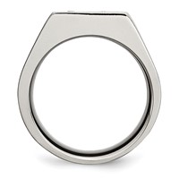 Chisel Titanium Brushed and Polished Black IP-plated CZ Signet Ring view 2