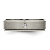 Chisel Titanium Brushed and Polished.05 Carat Diamond Rounded Edge 7mm Band view 4