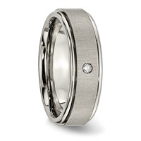 Chisel Titanium Brushed and Polished.05 Carat Diamond Rounded Edge 7mm Band view 5